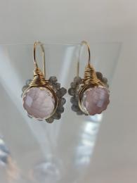 Flower Rose Quartz Labradorite Earrings Jewellery Jewelry Sally Bourne Interiors London UK semi precious gemtone